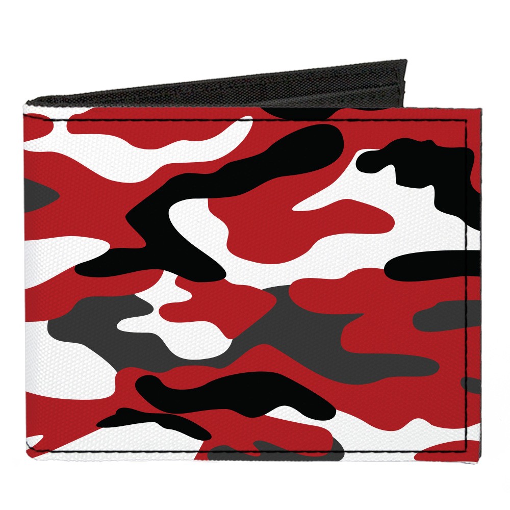 Canvas Bi-Fold Wallet Camo Red/Black/Gray/White