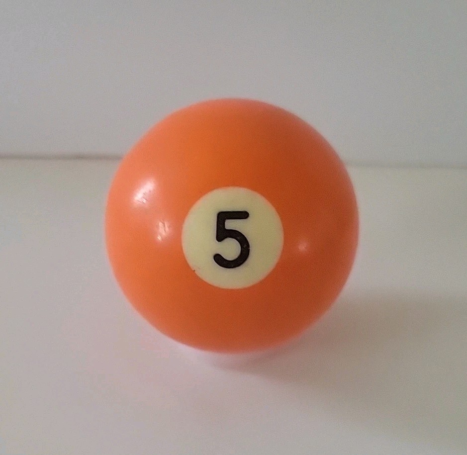 Vintage No. 5 Solid Orange Pool Ball Billiard 2" Replacement (B)