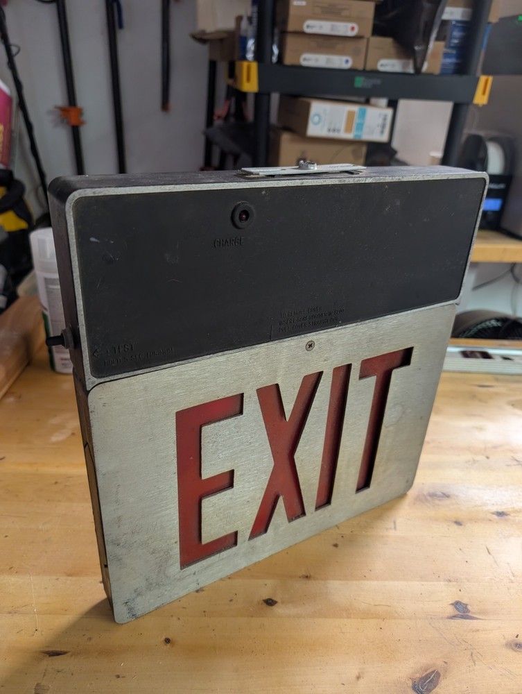 Vintage  EXIT Sign Cast Aluminum Light Single Sided - Untested