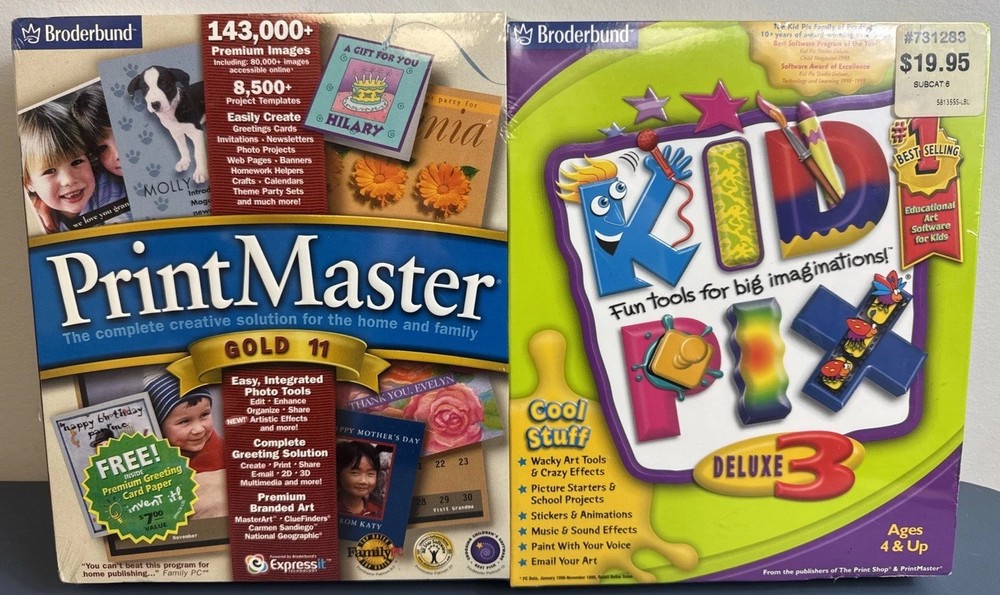 PrintMaster Gold Version 11- 2001 PC Computer CD Broderbund Software Bonus CD