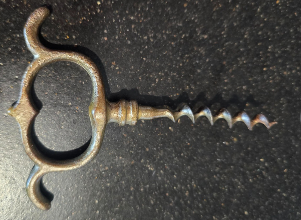 Antique 4 Finger Cast Iron Pull Pull Type Corkscrew