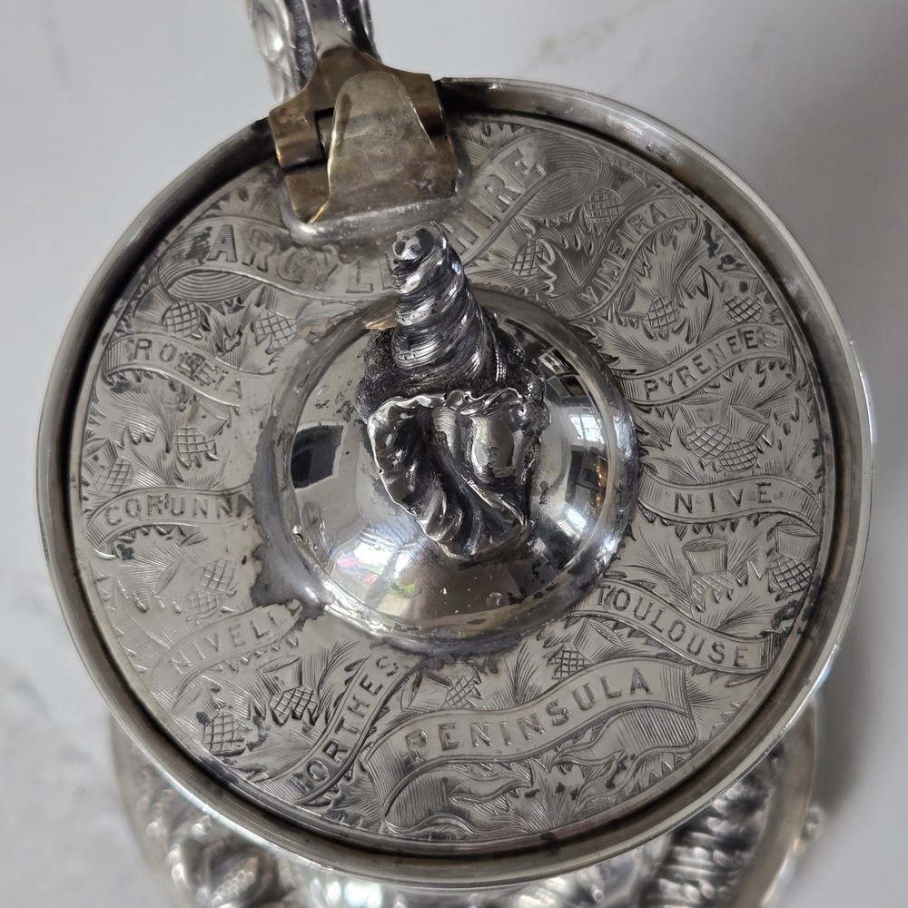 EXCEPTIONAL EXTRA LARGE GERMAN SILVER TANKARD