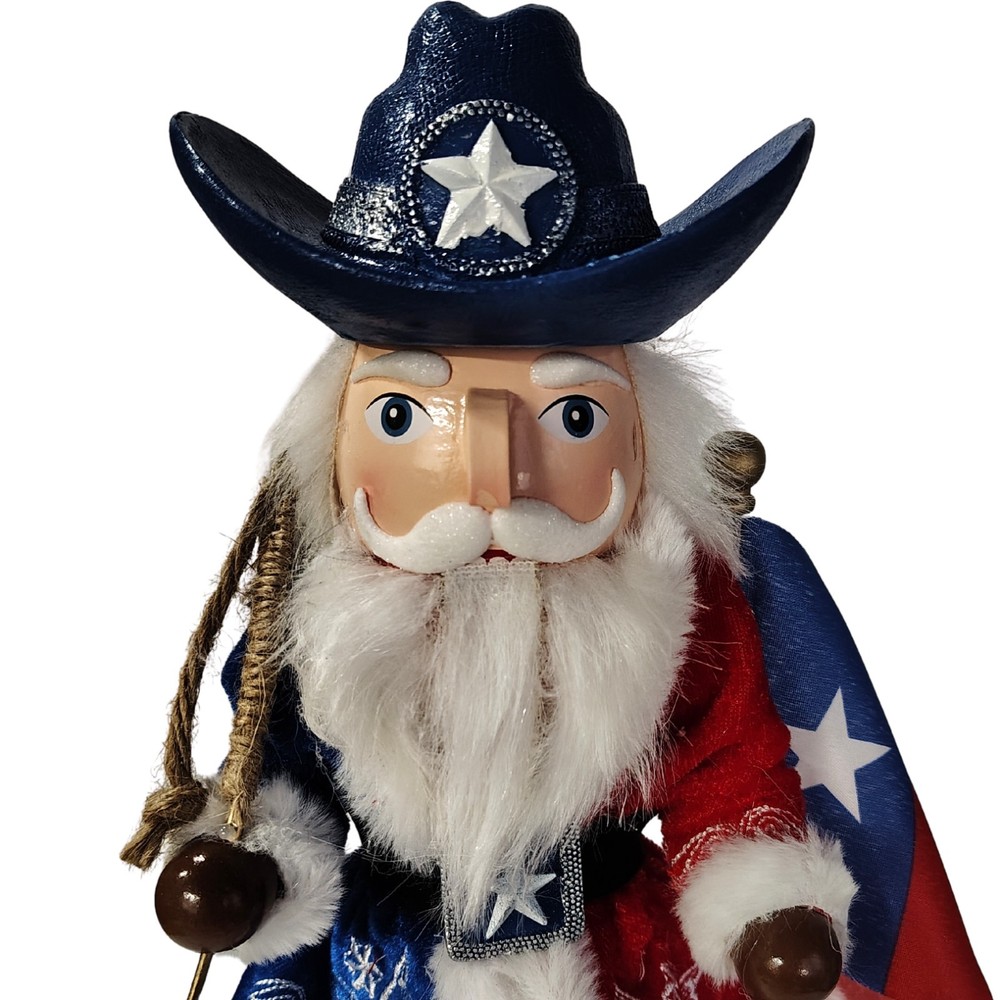 Texas Lonestar Santa Nutcracker 15 Inch