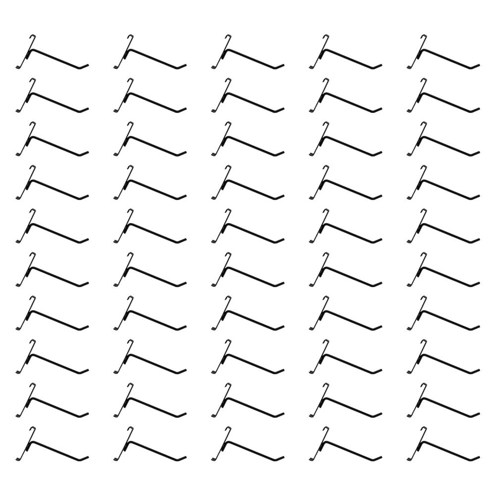 50 Pc GLOSS BLACK 6" Long Gridwall Hooks Grid Panel Display Wire Metal Hanger