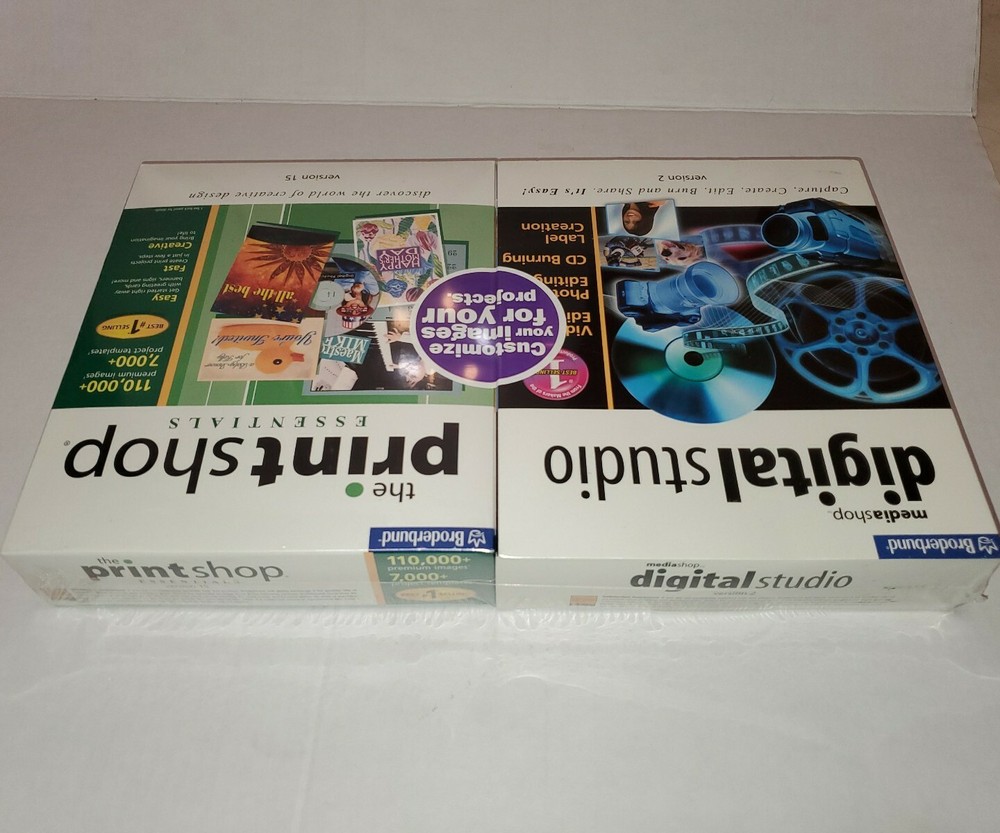 Broderbund 2-pack,Media Shop Digital Studio Version 2,the Print Shop...