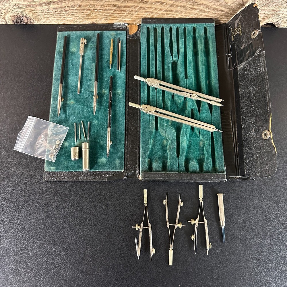 Vintage Schoenner Germany 13pc Engineering Drafting Tool Set No. 5006 w/ Case