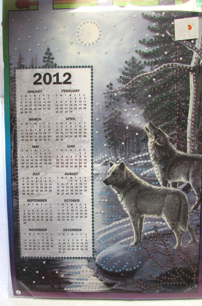 NEW WOLF 2012 Felt and Sequined Decorative Wall Calendar