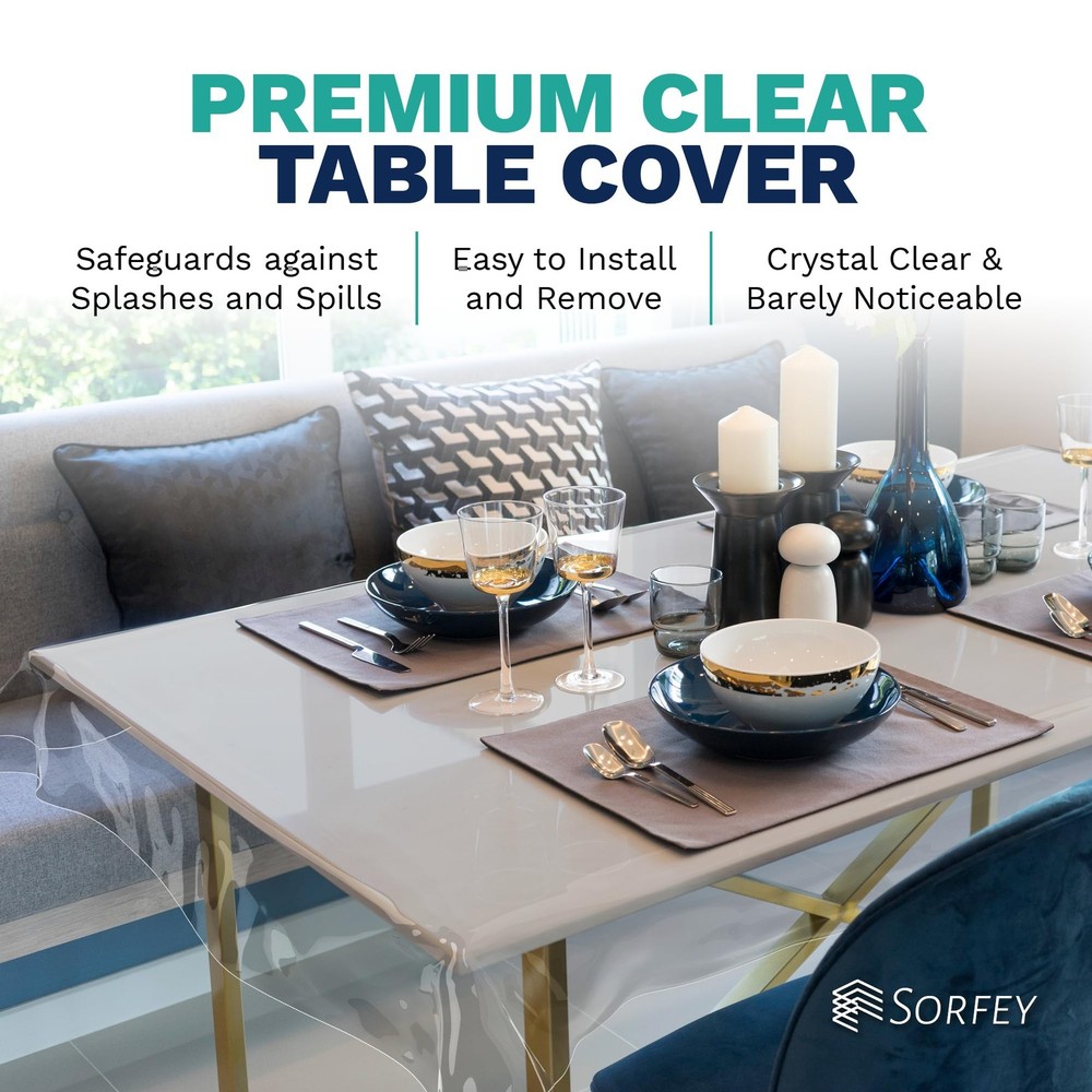 Plastic Table cover - Clear Tablecloth 124" x 60" (Rectangle),