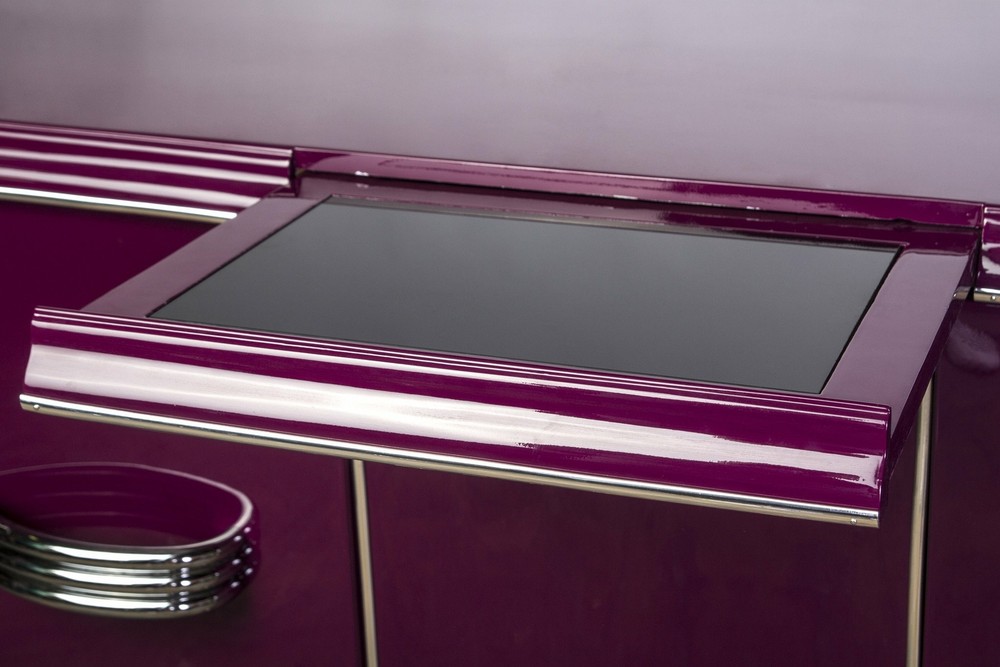 Posh Streamlined Art Deco Sideboard In Plum