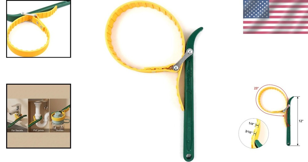Oil Filter Strap Opener Wrench 12" - Adjustable Strap