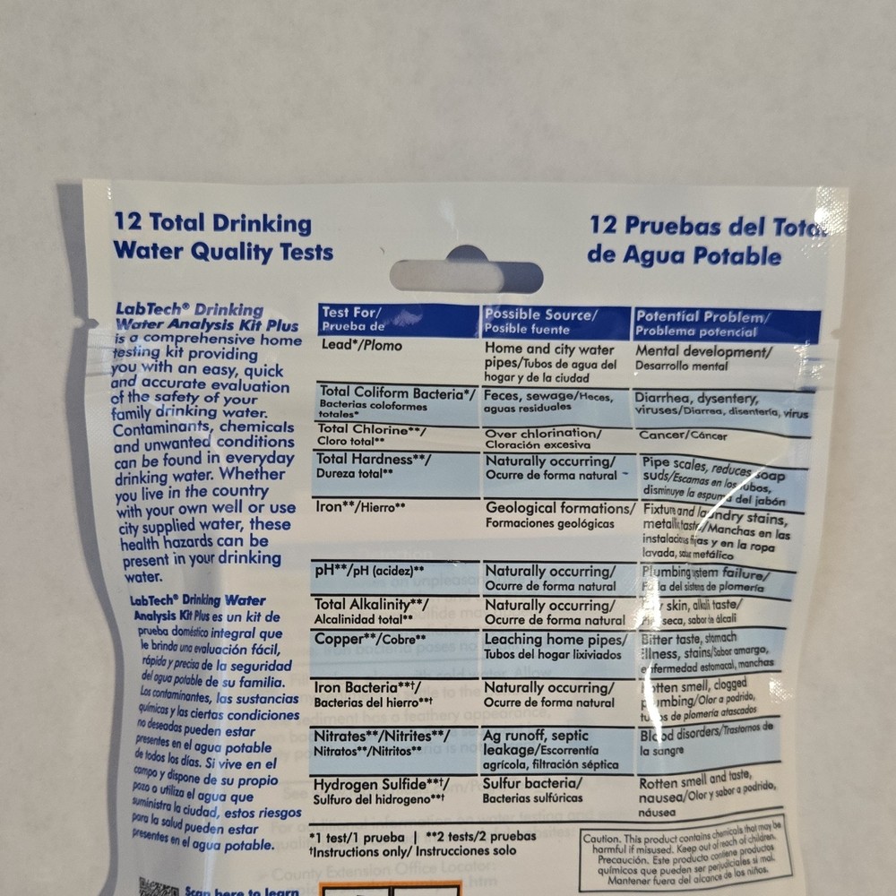 LabTech H2OK Plus Water Analysis Kit, Lead, Bacteria, Drinking Water Test