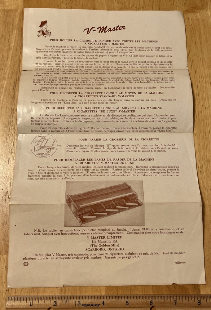 Vintage V-Master Deluxe Cigarette Maker Rolling Machine - FREE SHIPPING