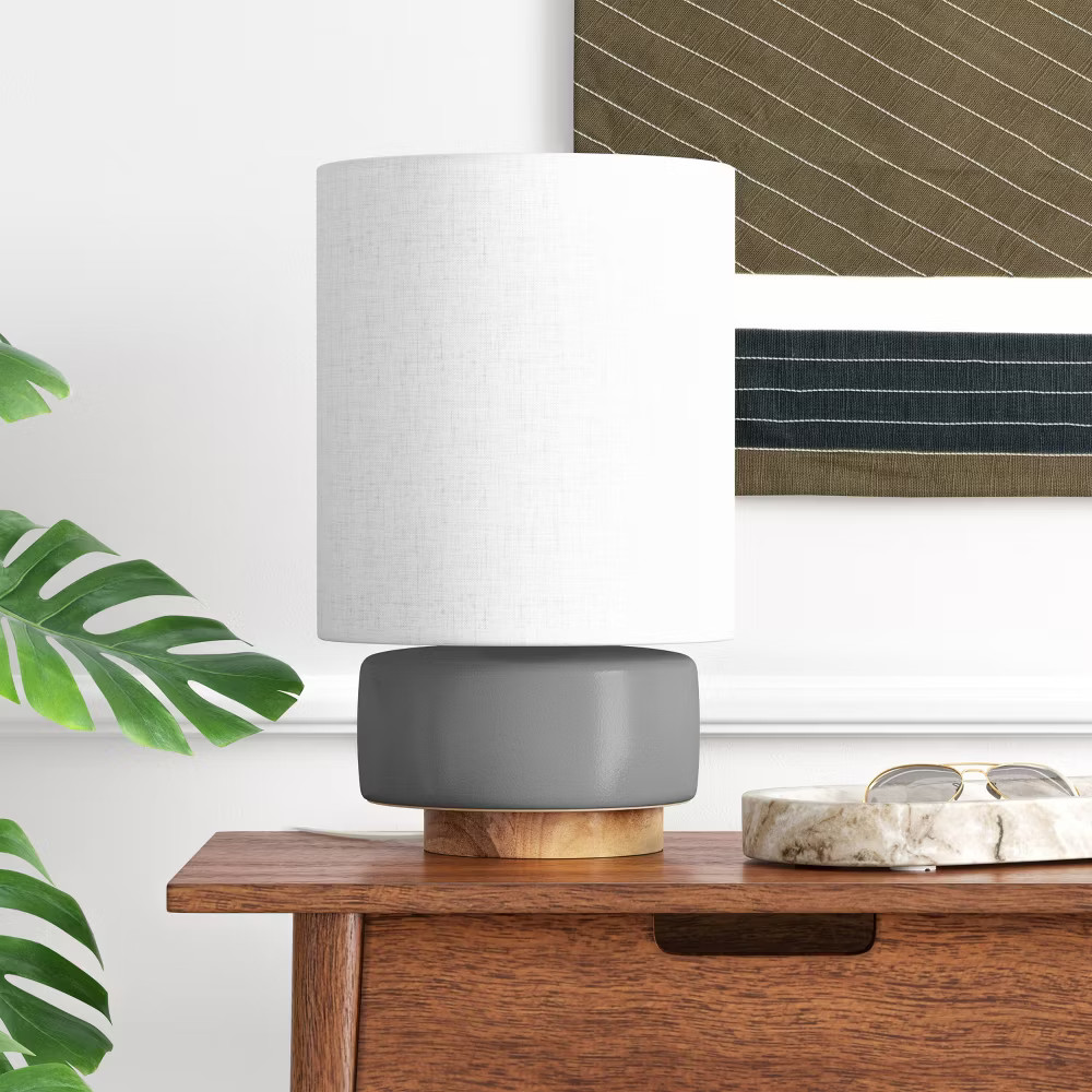 Ceramic Table Lamp with Wood Base - Threshold