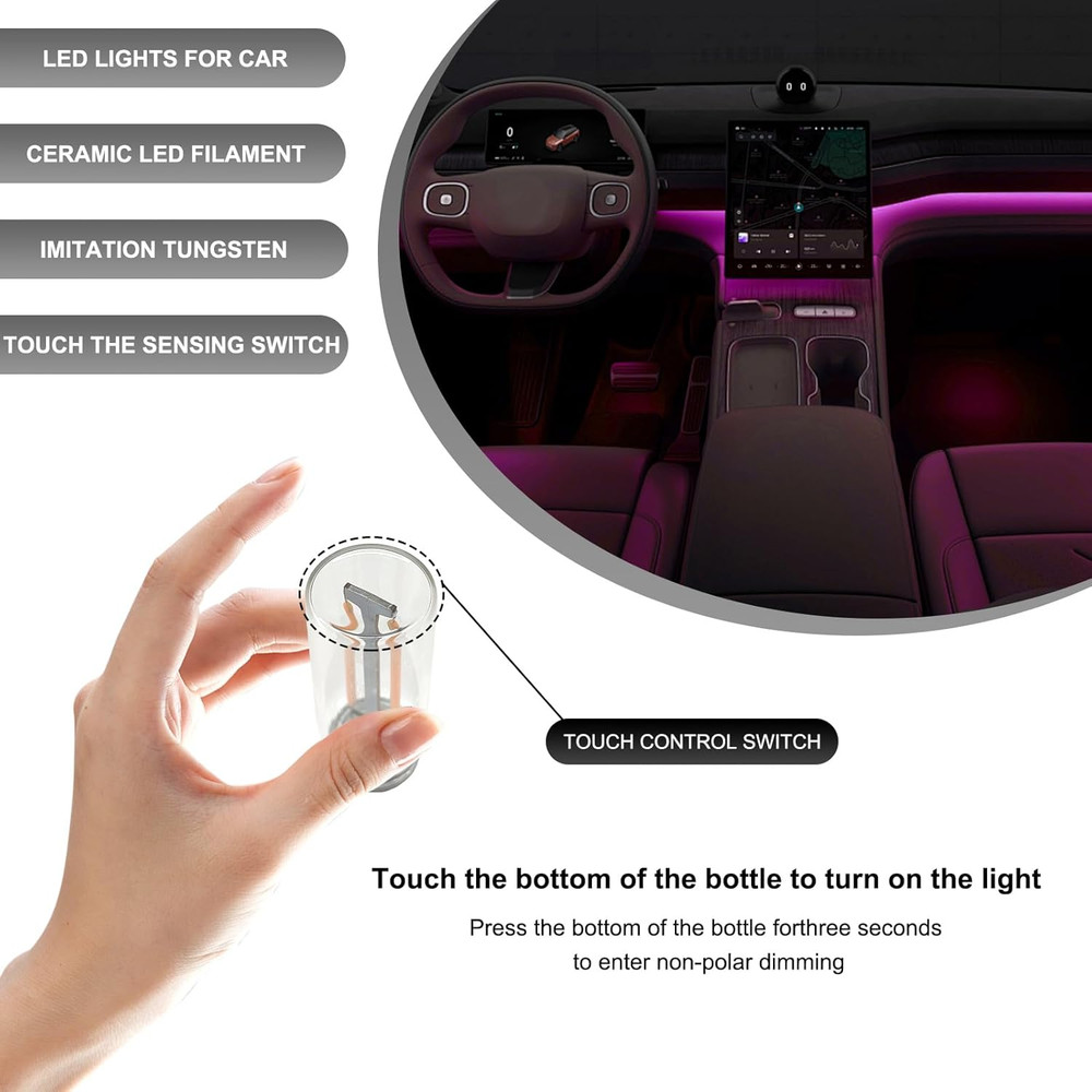 USB LED Car Interior Atmosphere Light, Plug-In USB Automotive Interface Charging