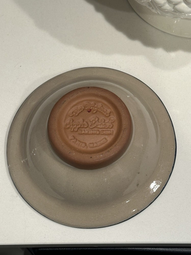 2 The Original Apple Baker Baking Dish Dessert Stoneware Blue Ceramic Pottery