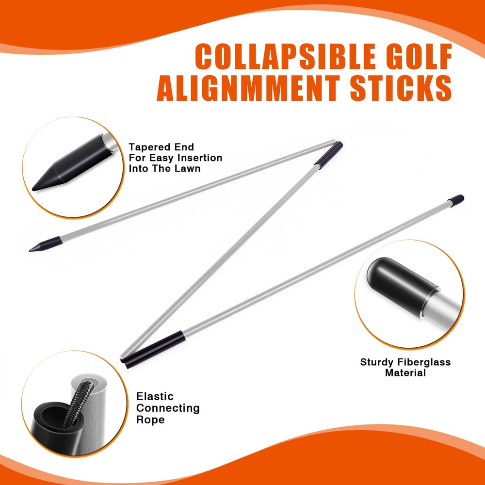 2 Pack Collapsible Golf Alignment Sticks & 1 Pack Golf Magnetic Alignment Rods,