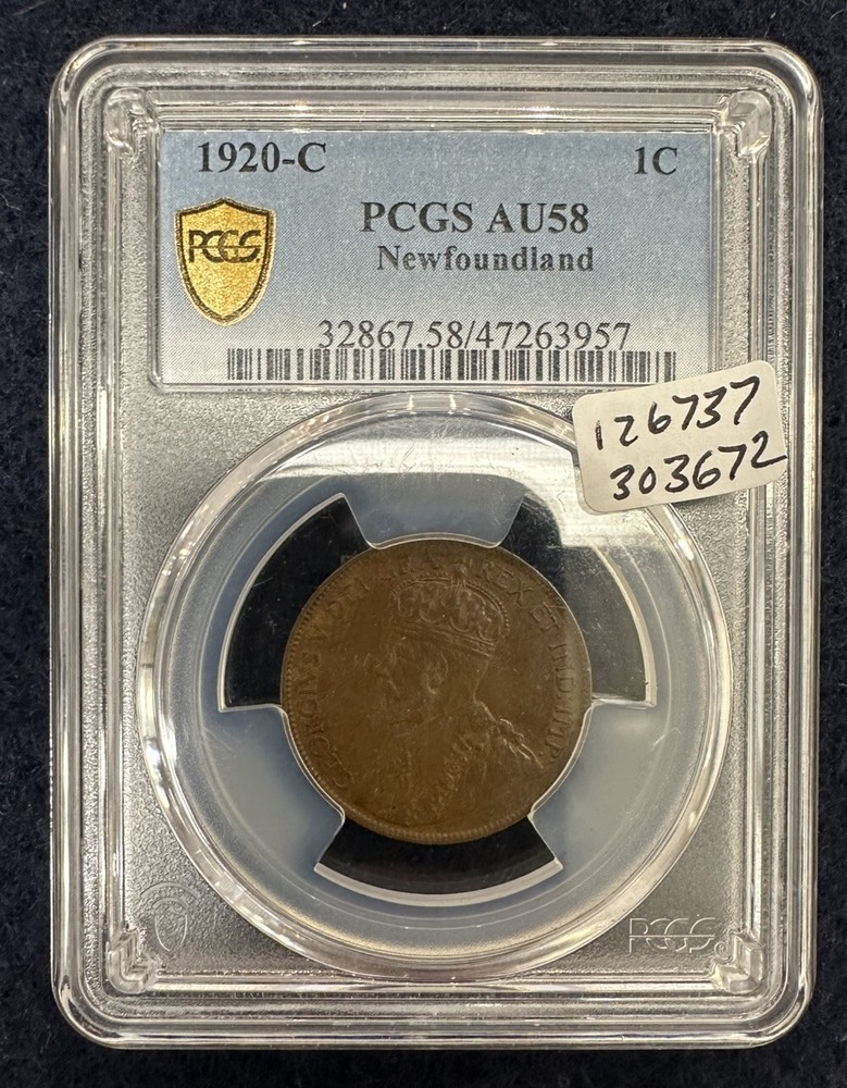 1920 Newfoundland One Cent - PCGS AU58
