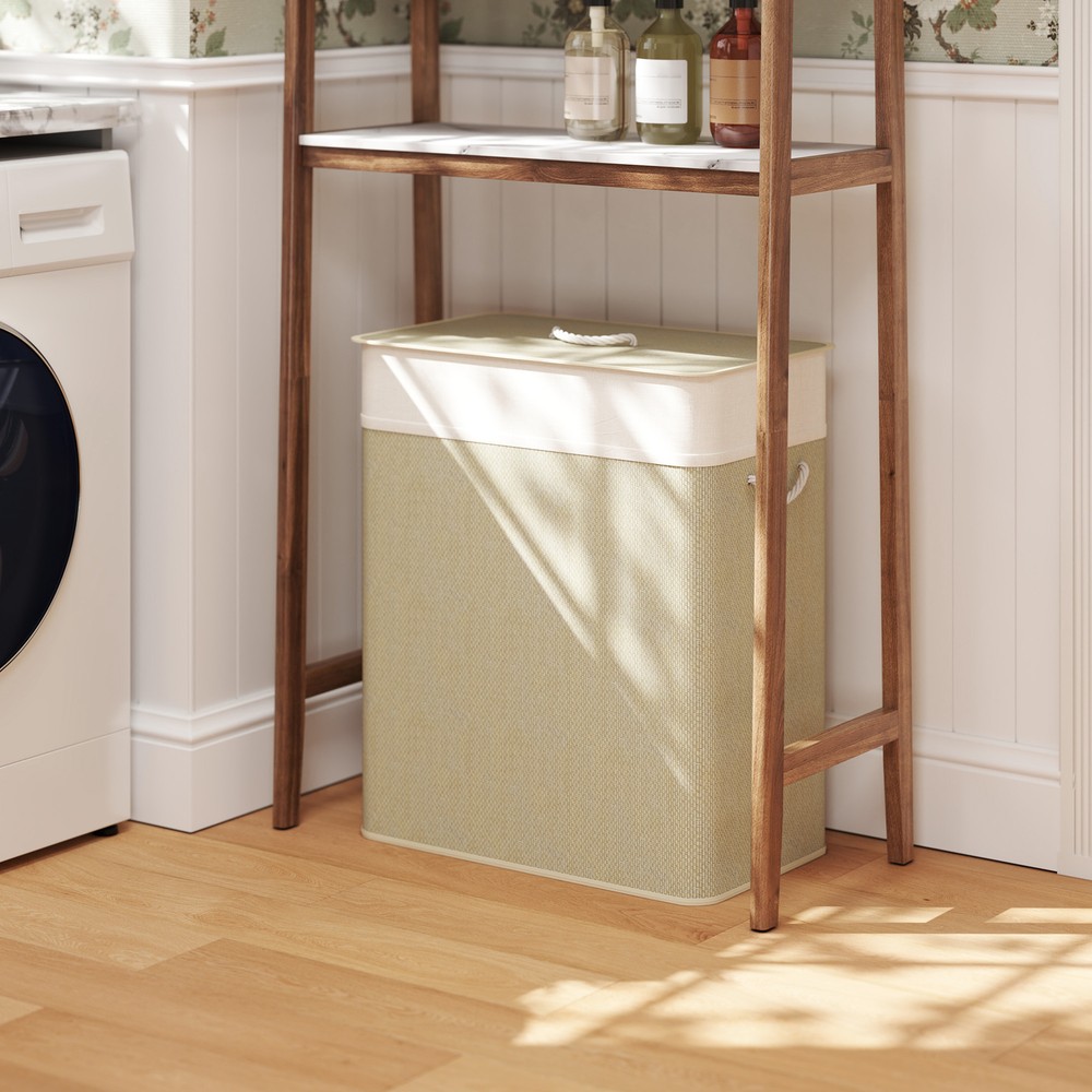 Laundry Hamper Cabinet Storage Cabinet Natural Cream White