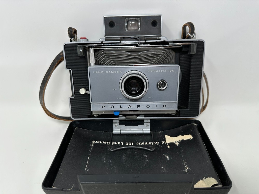Polaroid Folding Land Camera Vintage Automatic 100 with strap booklets UNTESTED