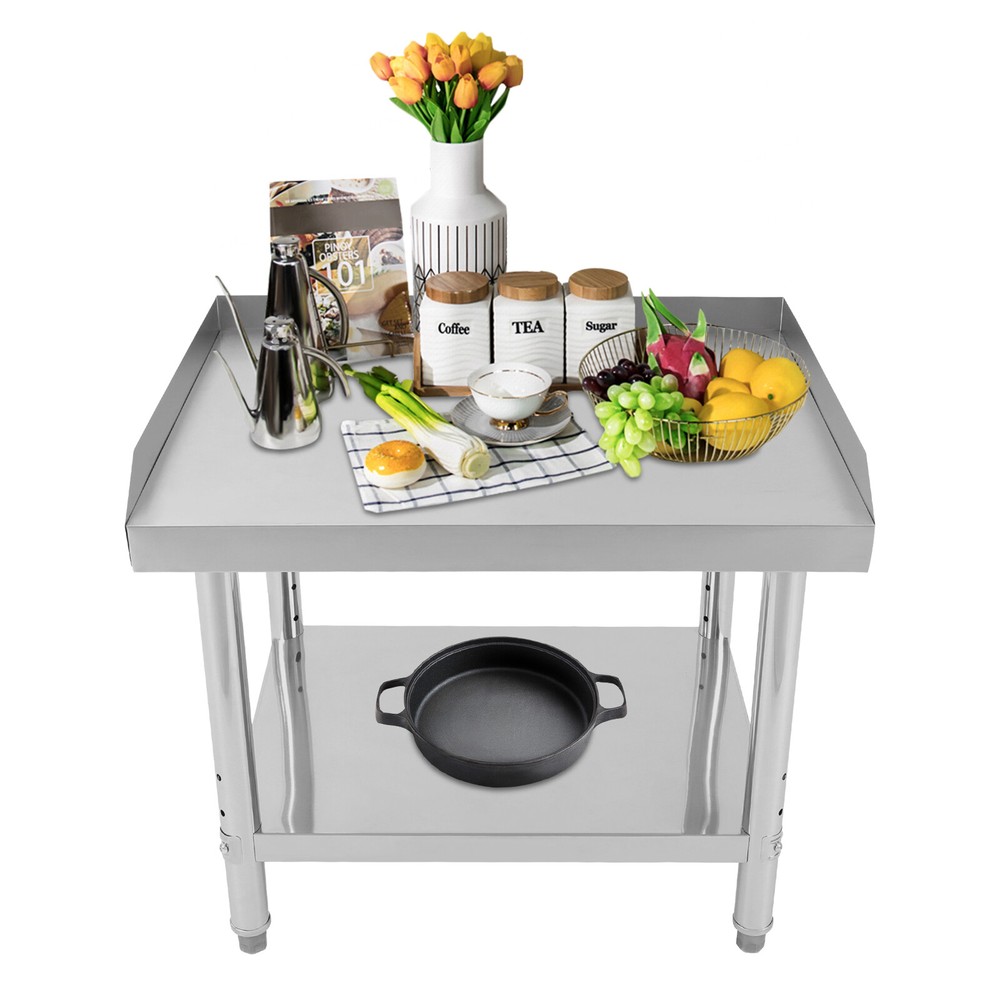 Commercial Work Table Adjustable Work Bench Kitchen Stainless Steel Prep Table