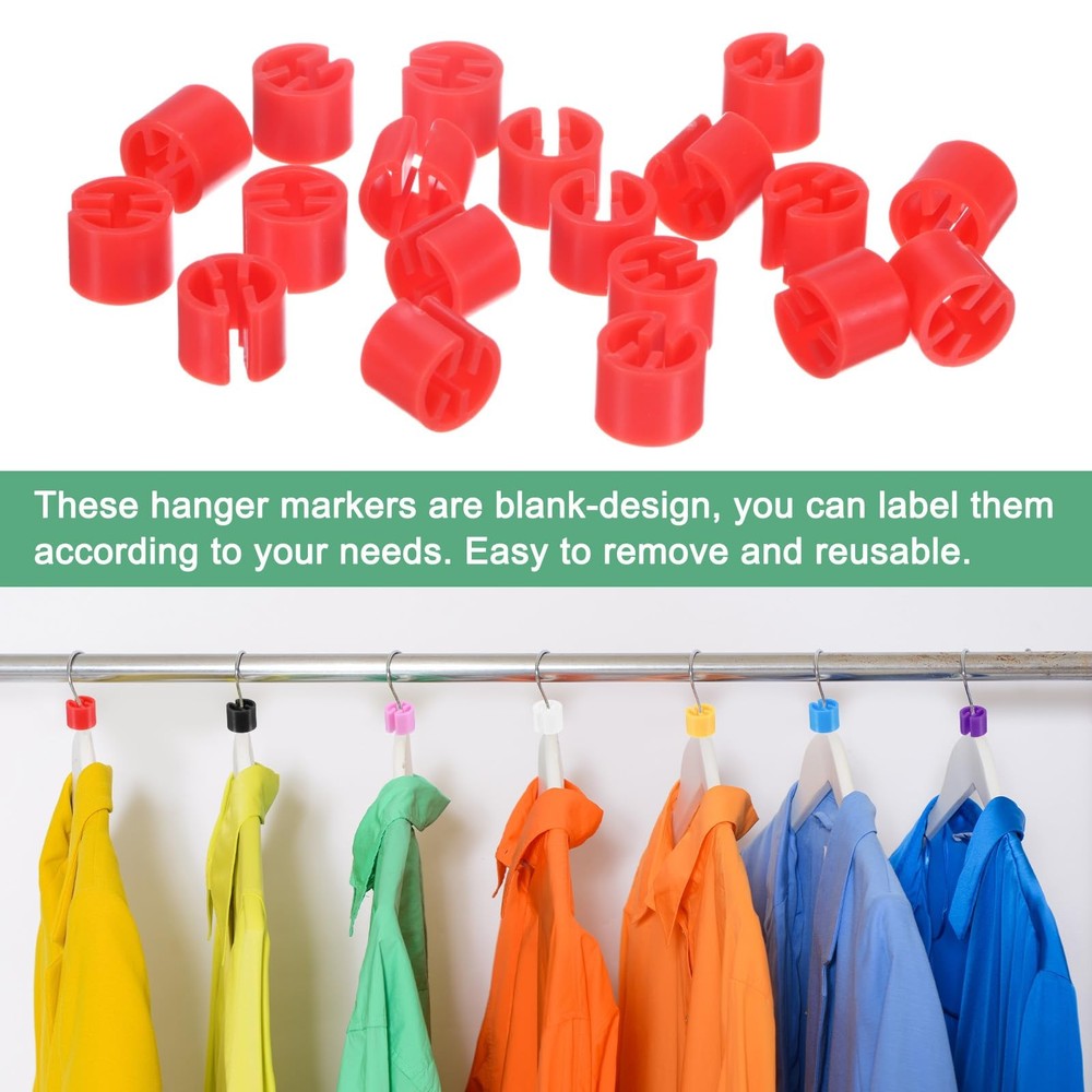 100-Pack Clothes Hanger Markers Blank, Plastic Garment Color Coded Size Clips...