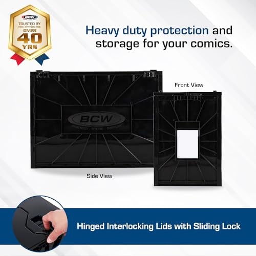 Graded Comic Book Bin with Partition – Black (1 Pack) | Holds 30 Graded Single
