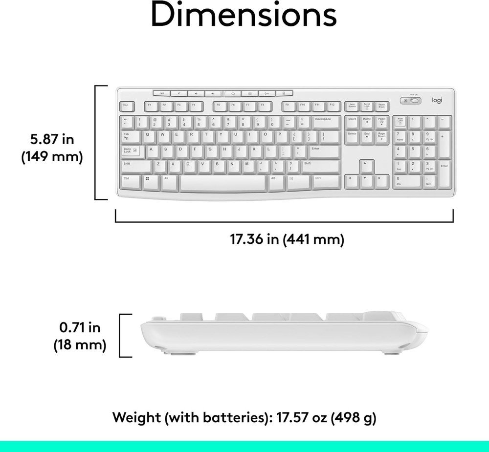 Logitech Wireless Combo MK270 Keyboard & Mouse Multimedia Keys Compact For PC