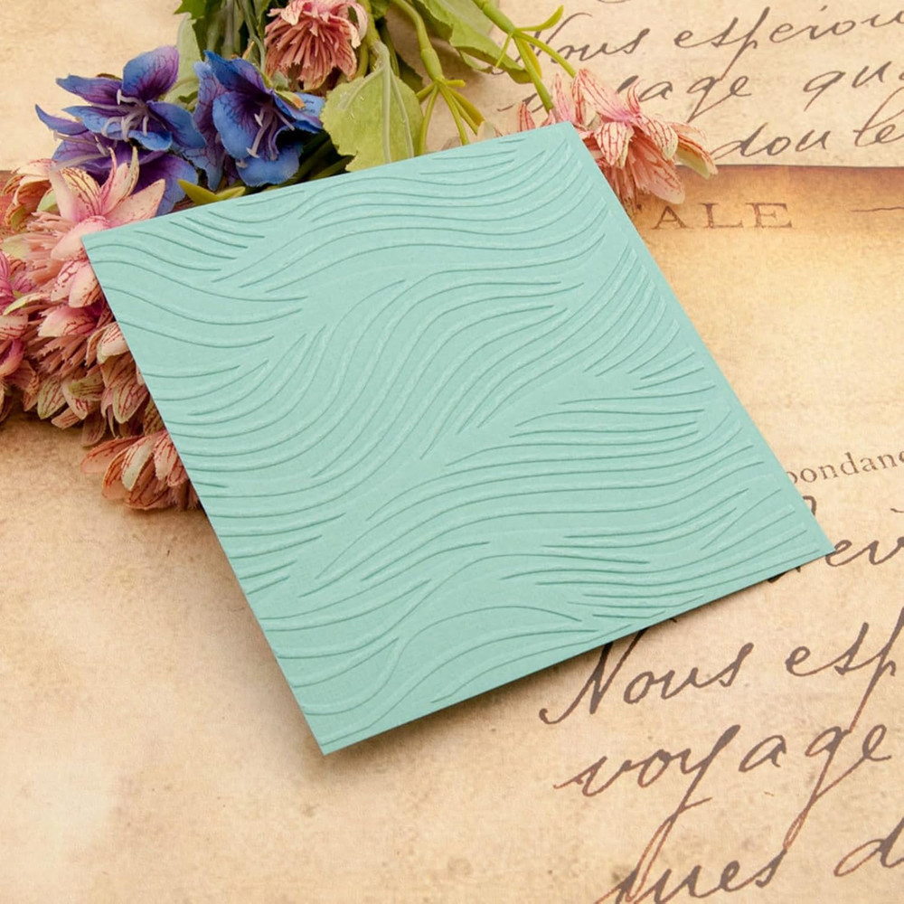 Waves Plastic Embossing Folder (5"X5''| Ocean Pattern) Paper Crafts Plastic Text