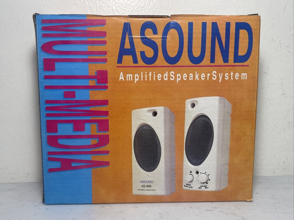 (x2) Vintage ASOUND AS-898 Magnetically Shielded Computer Speakers