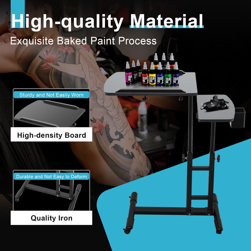 Tattoo Tray Work Station Supply Desk Table Mobile Tattoo WorkStation Adjustable