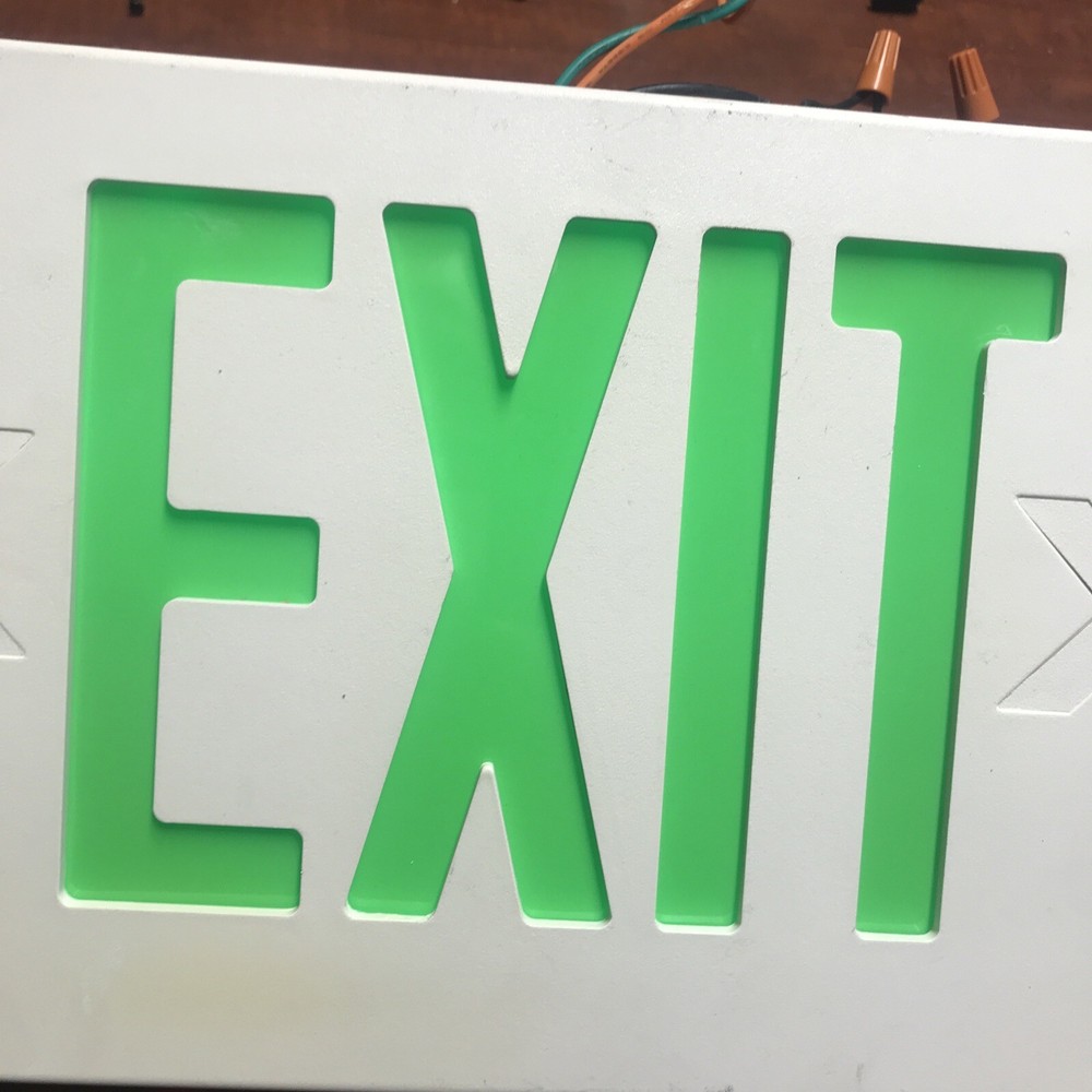 Exit Sign LIGHTING Doubled Sided Emergency Exit Sign Green Used Tested