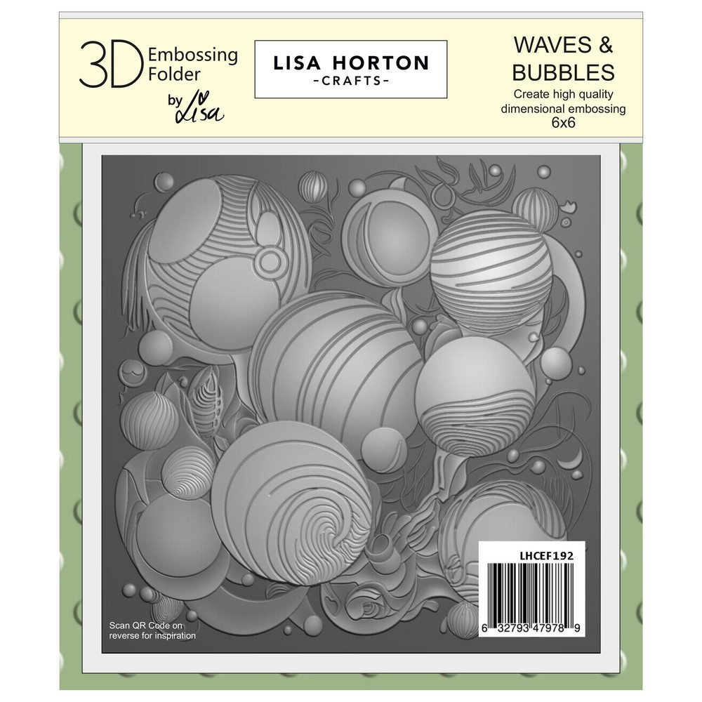 Lisa Horton Crafts Embossing Folder 6"X6"-Waves & Bubbles