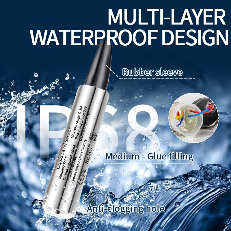 Hydrostatic Submersible Water Level Sensor Transmitter 4-20mA RS485 0-10M