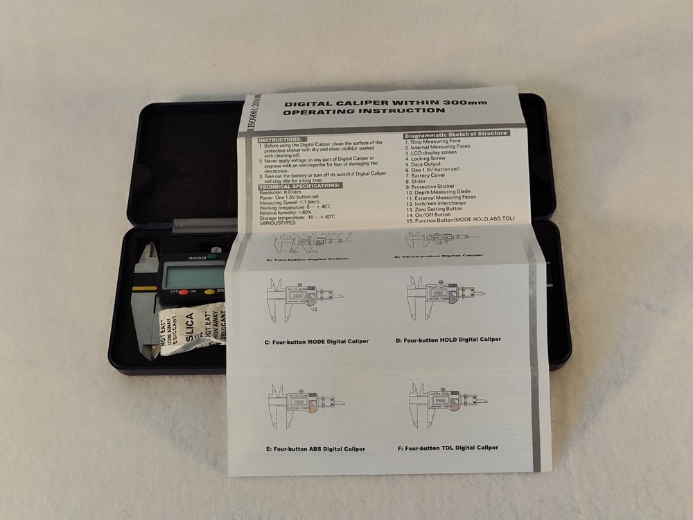 Hogetex Digital Caliper 150mm/0.01mm for measuring external/depth and internal