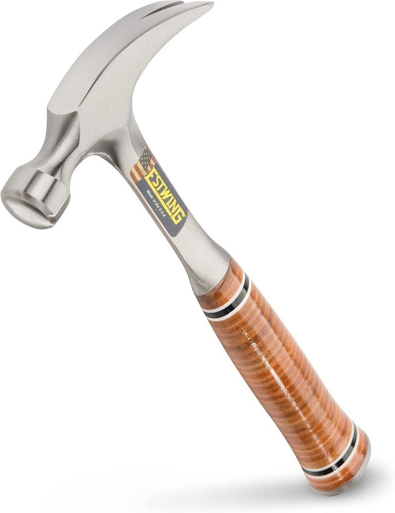 Ergonomic 12 oz Straight Rip Claw Hammer - Durable Leather Handle, Smooth Face