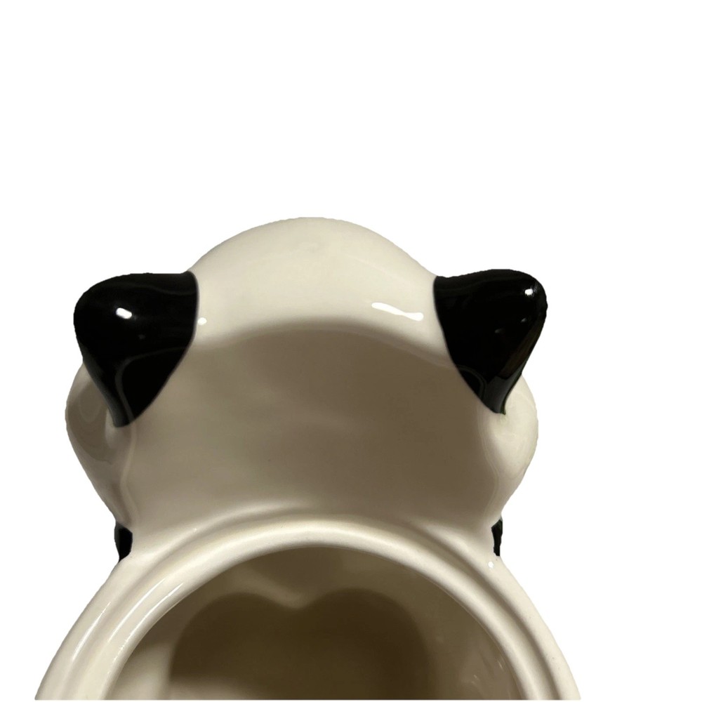 Ceramic Cat Planter Black And White 6 Inches Tall