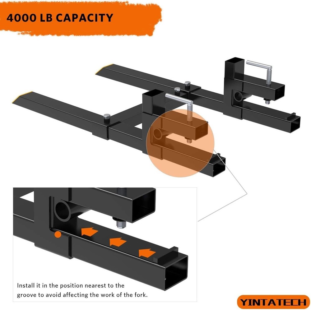 Adjustable Stabilizer Bar Tractor Bucket Forks - 4000lbs