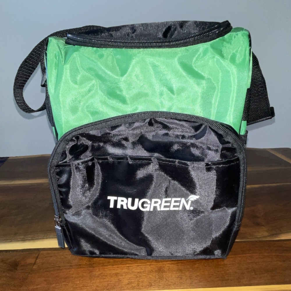TRUGREEN Cooler Bag Green Black Polyester TB3003 Shoulder Strap Front Pocket