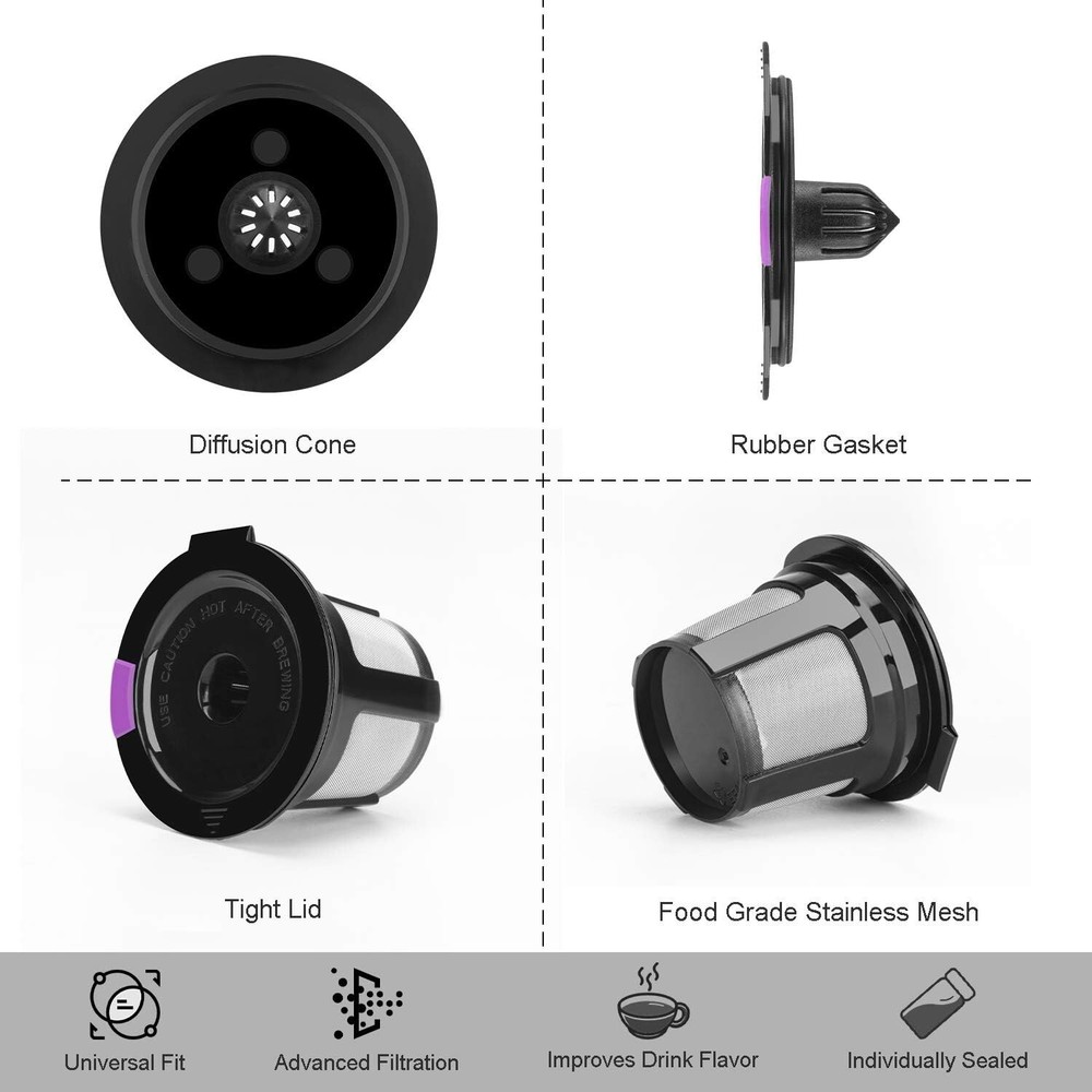 🆕 6 Black K-Cup Reusable Refillable Replacement Coffee Filter Holder for Keurig