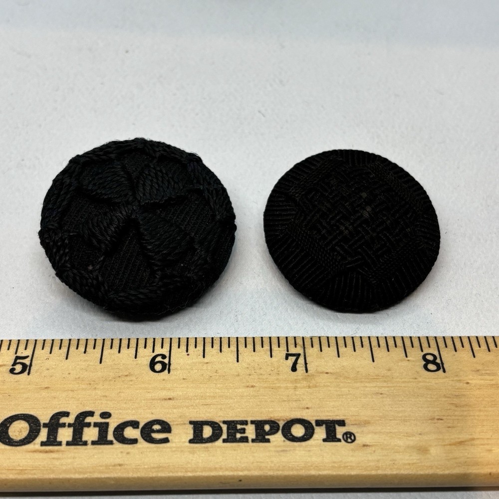 Antique Textile Button Lot Woven Mourning Button Victorian Black