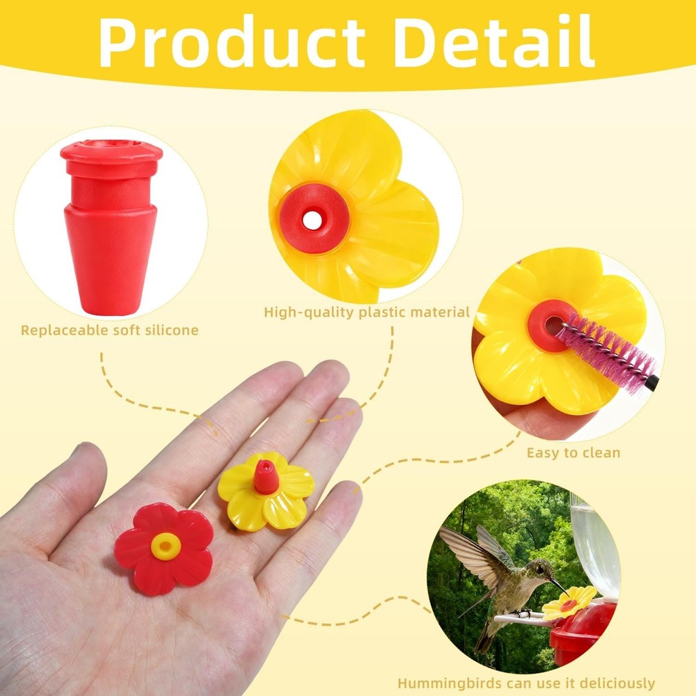 20 Pieces Hummingbird Feeder Replacement Flowers Plastic Multicolor