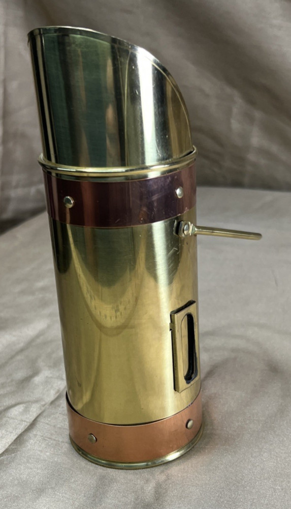 Vintage Brass & Copper Mini Coal Shuttle w/ Handle - Matchstick Holder & Striker