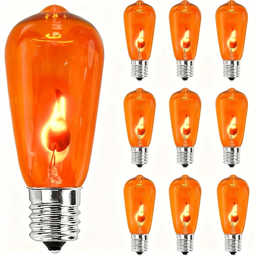 Flicker Flame Light Bulbs, Halloween ST40 Orange Flickering Replacement Bulbs wi