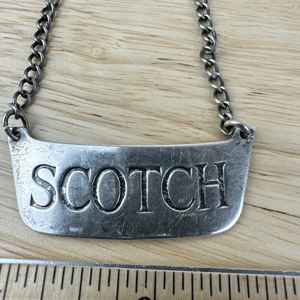 Sterling Silver SCOTCH Liquor BOTTLE TAG Chain Label