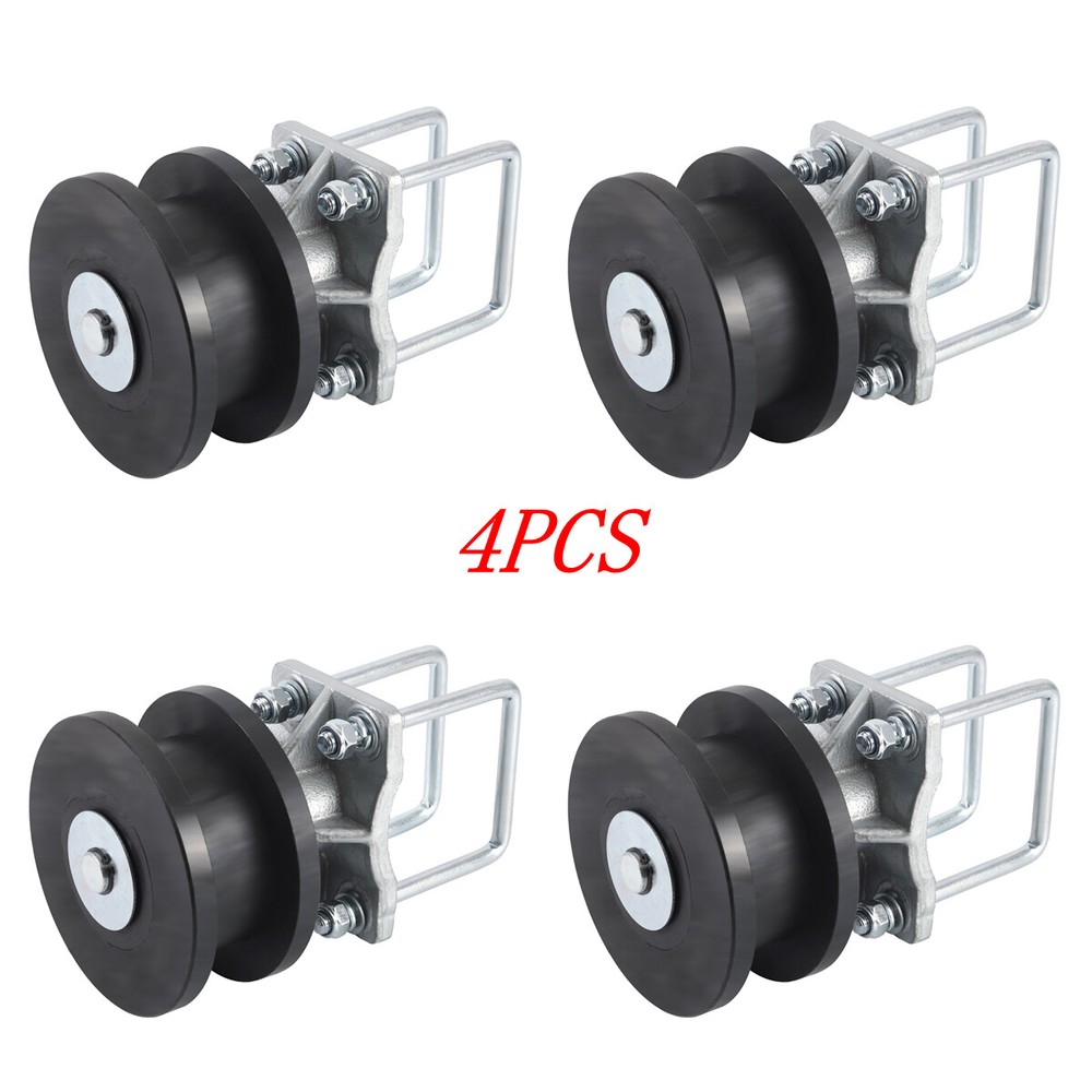 (4-PCS) 4" Square Post x 2" Square Gate Frame Premium Nylon Cantilever Roller
