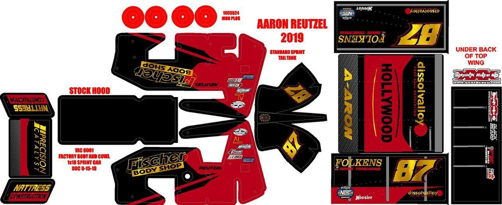 1RC SPRINT WRAP AARON REUTZEL BLACK 2019 THEME WRAP KIT