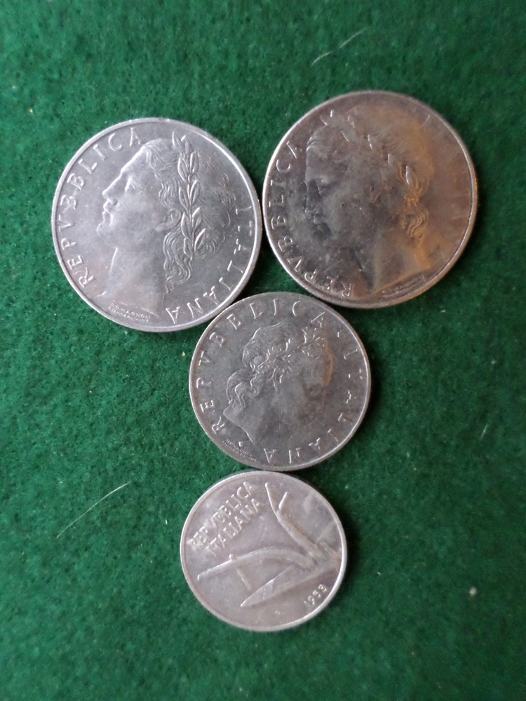 4 Italian Lire Coins