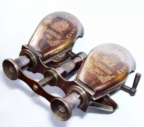 BRASS ANTIQUE BINOCULAR MARITIME VINTAGE GIFT FOLDABLE BINOCULARS TELESCOPE @