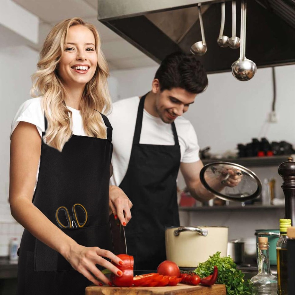 12Pcs Bib Aprons BulkAdjustable Black Apron with 2 PocketWaterproof Kitchen A...