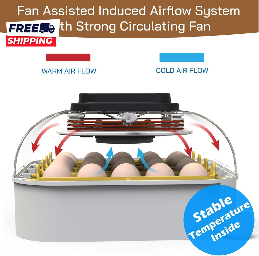 20 Egg Incubator with Humidity Display Egg Candler Automatic Egg Turner